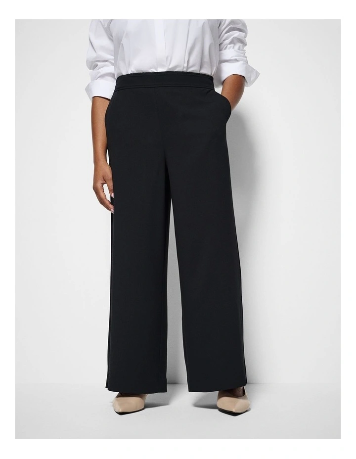 The Draped Leg Crepe Trouser in Black image 2