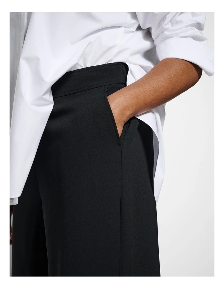 The Draped Leg Crepe Trouser in Black image 3