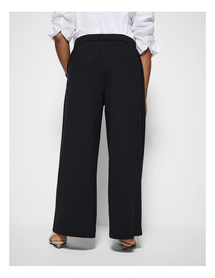 The Draped Leg Crepe Trouser in Black image 4