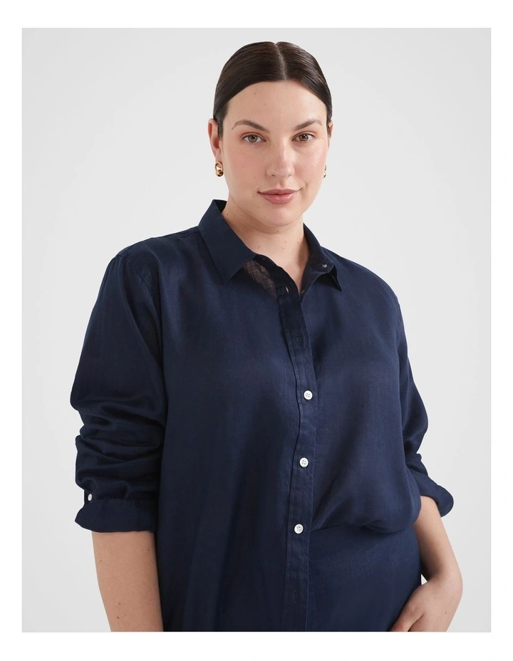 Common Standard Linen Shirt in French Navy image 3
