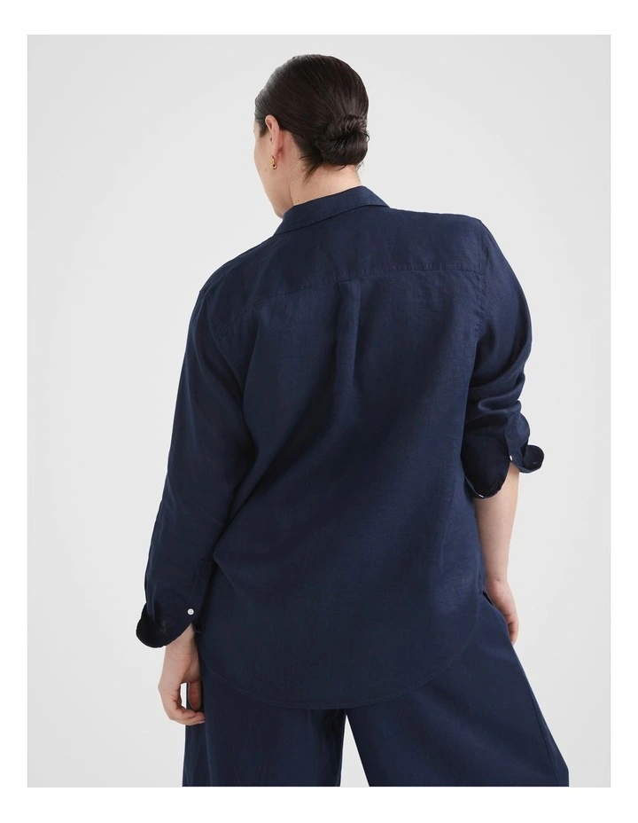 Common Standard Linen Shirt in French Navy image 4