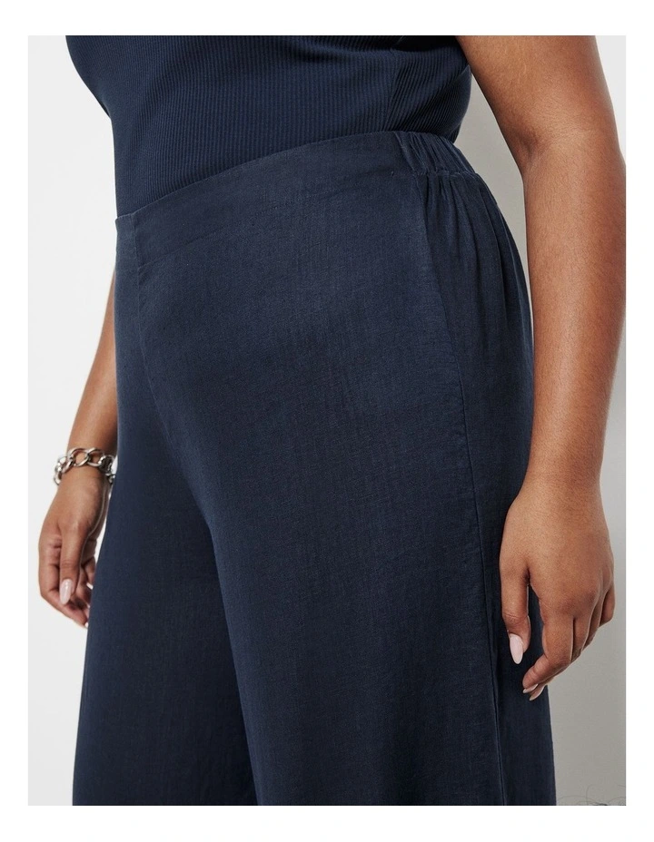 The Flat Front Linen Pant in French Navy image 3