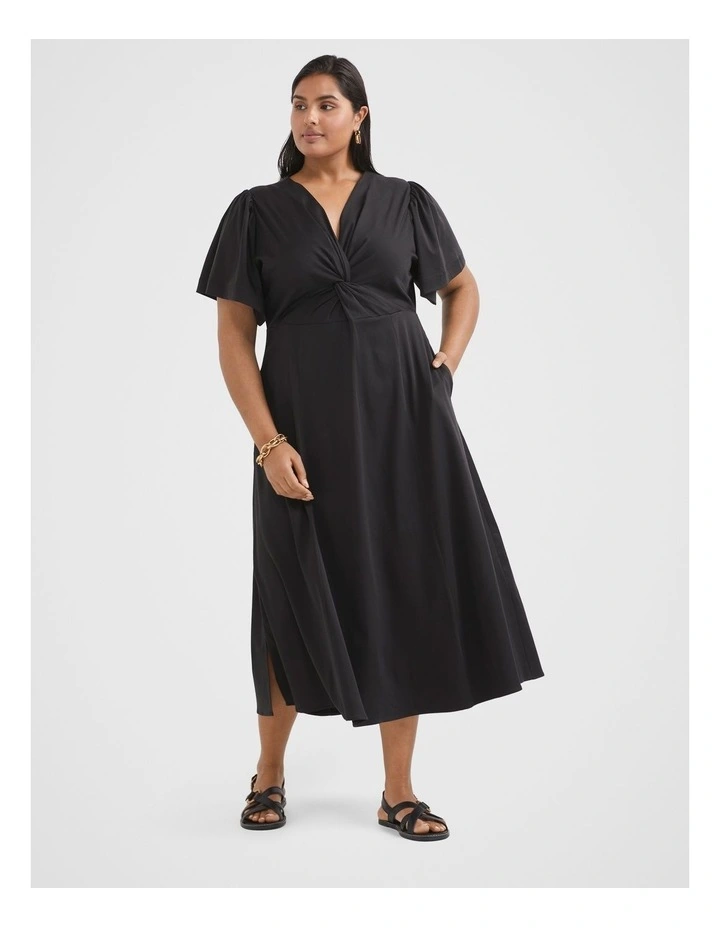 The Draped Twist Front Dress in Black image 1