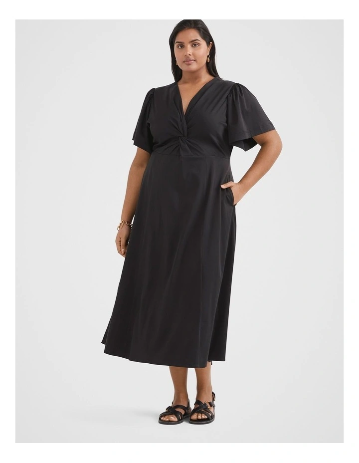 The Draped Twist Front Dress in Black image 3