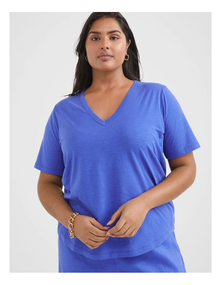 Common Standard V-Neck Tee in Soft Cobalt image 1