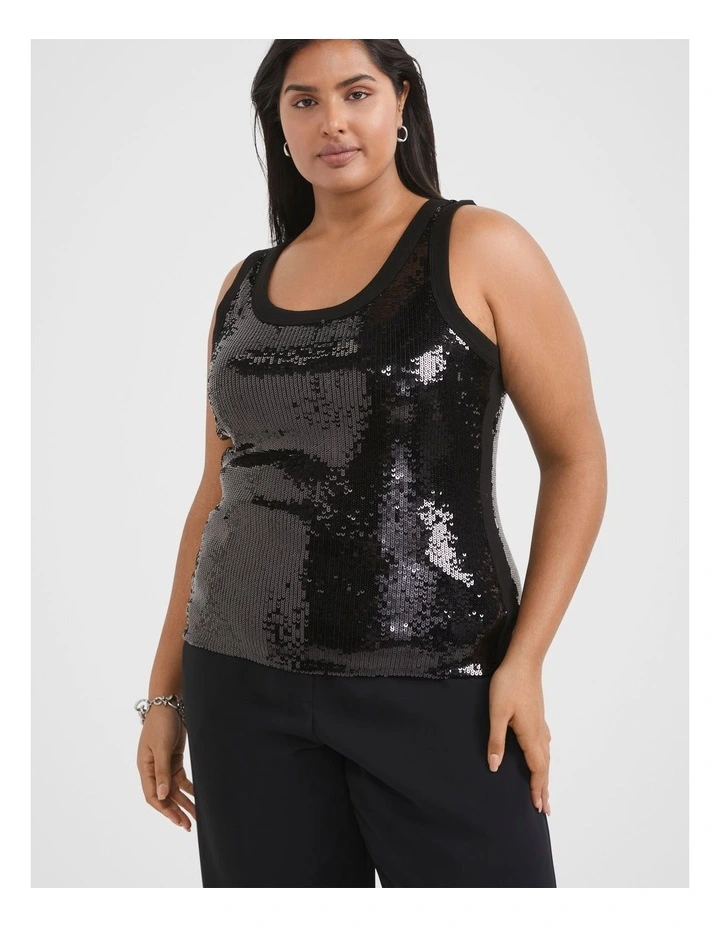 The Sequin Tank in Black image 2