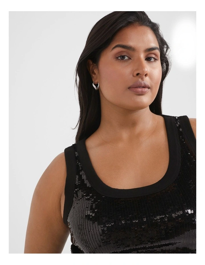 The Sequin Tank in Black image 3