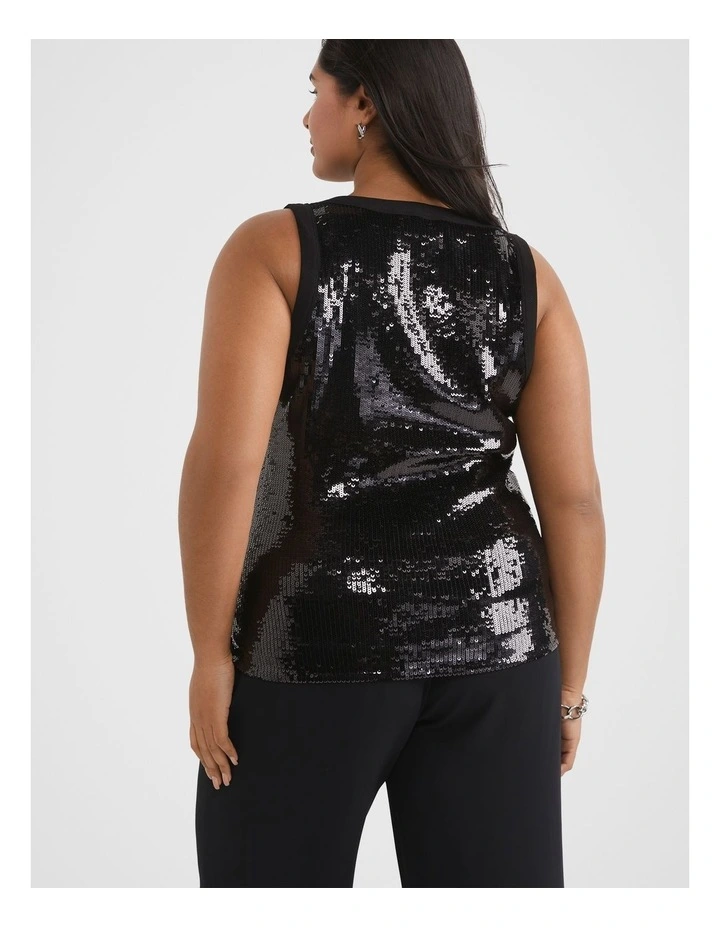 The Sequin Tank in Black image 4