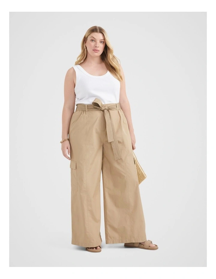 The Cotton Poplin Cargo Pant in Wheat image 1