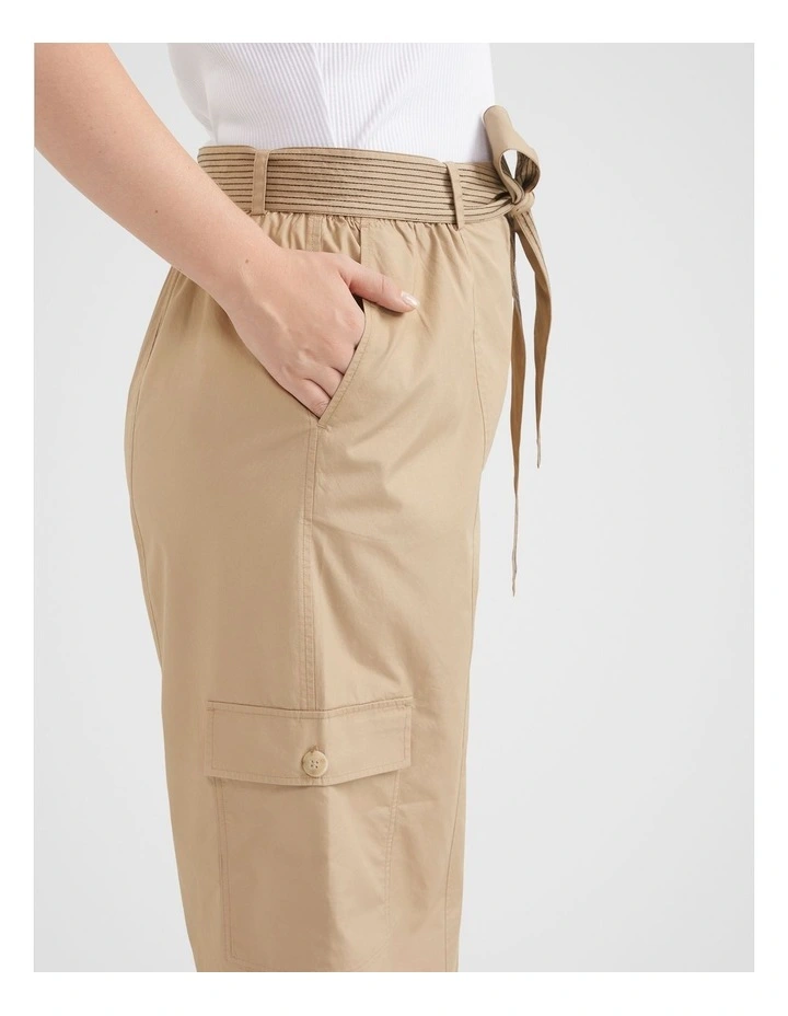 The Cotton Poplin Cargo Pant in Wheat image 4