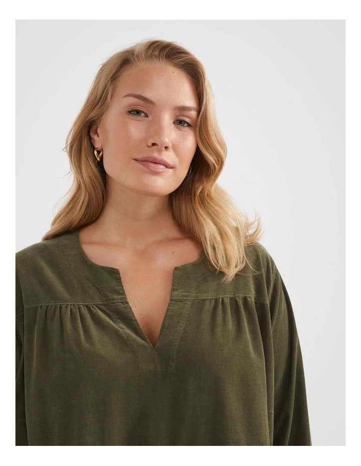The Soft Washed Cord Dress in Slate Green image 2