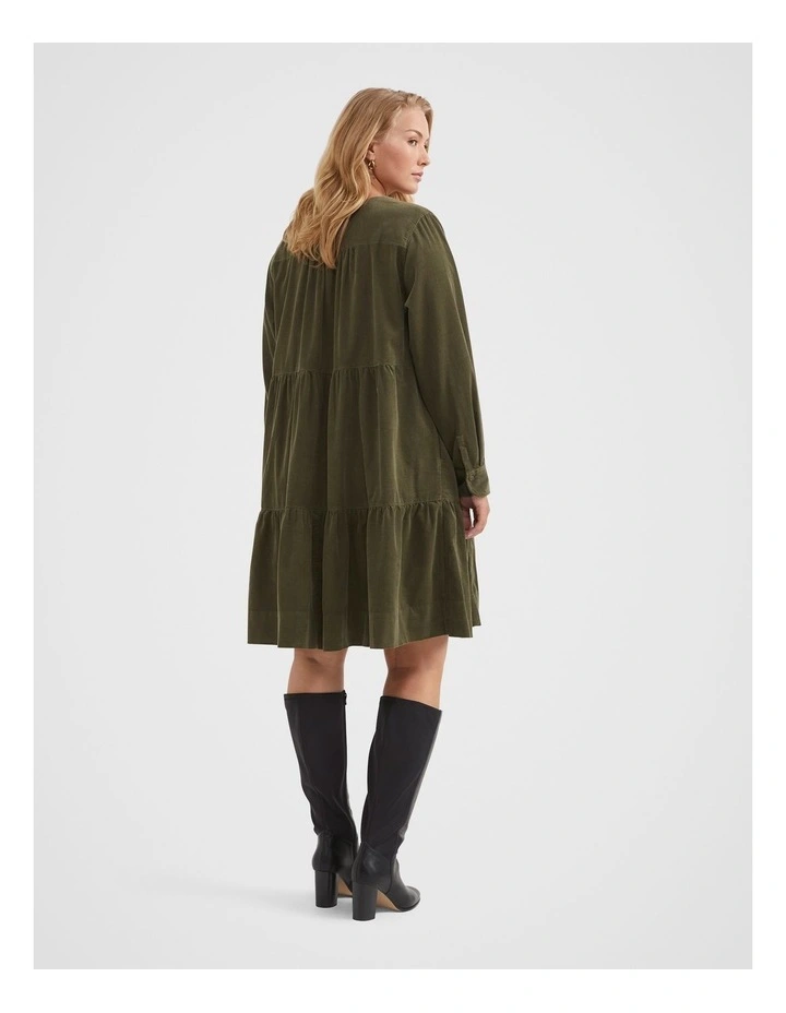 The Soft Washed Cord Dress in Slate Green image 3
