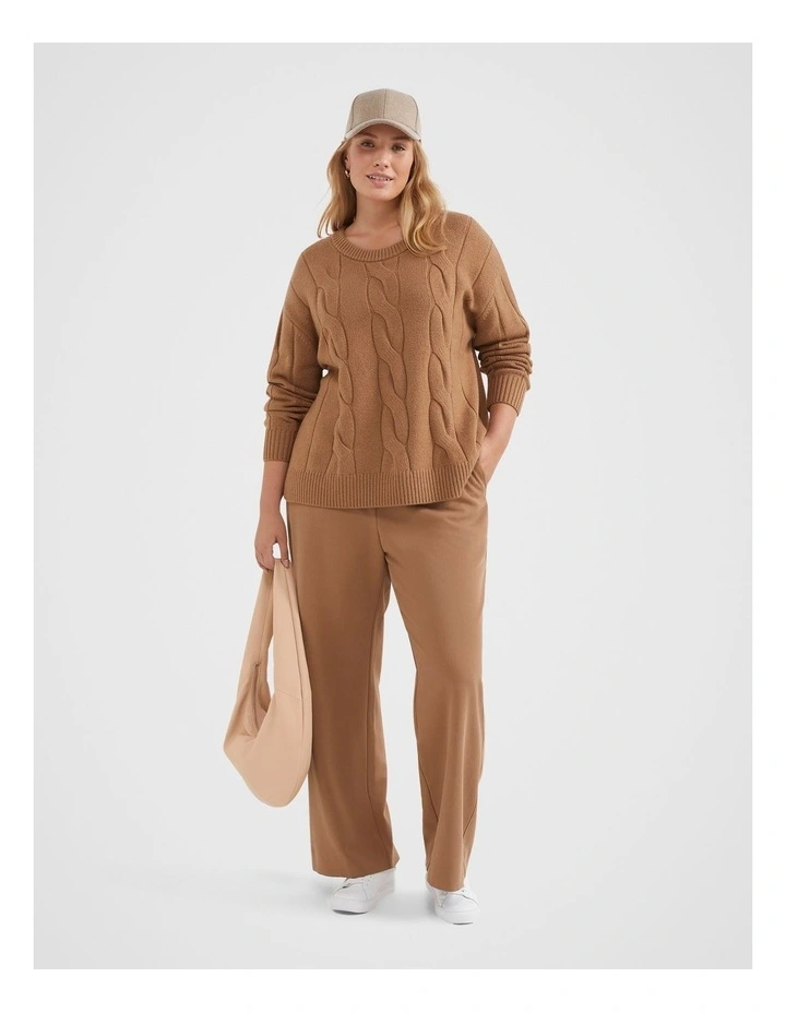 The Soft Wool Cable Knit Jumper in Camel image 2