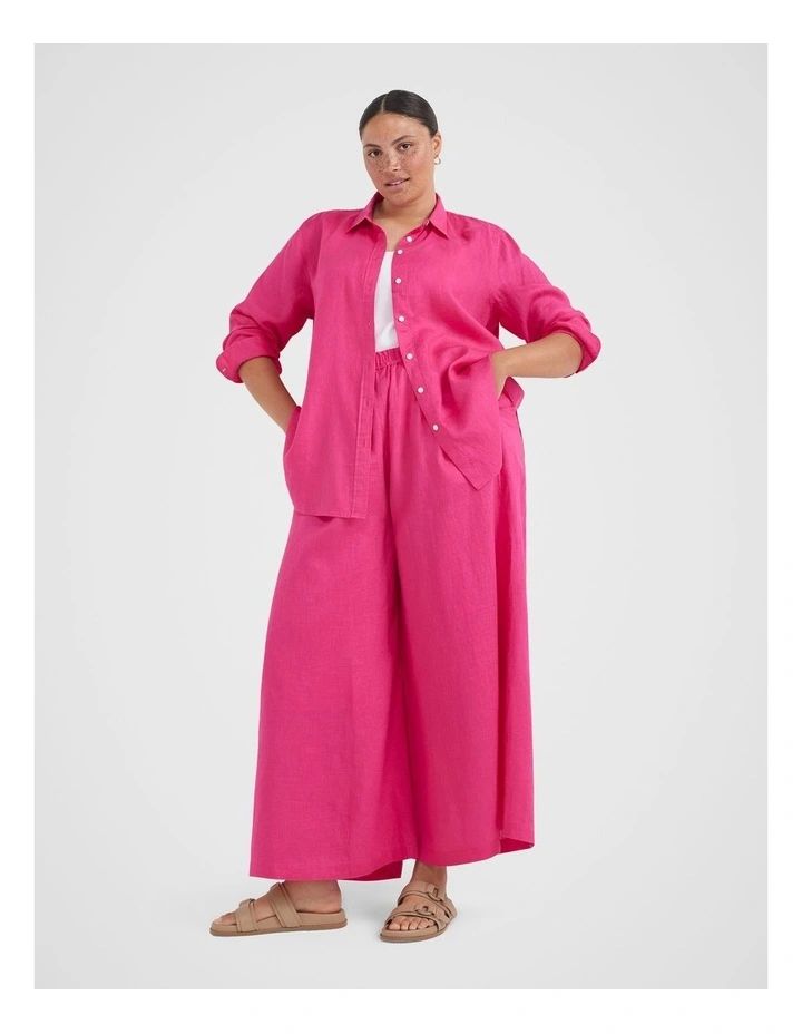 Common Standard Linen Shirt in Hot Pink image 4