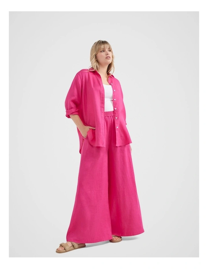 Common Standard Linen Shirt in Hot Pink image 6