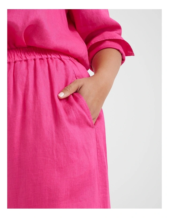 The Lightweight Linen Palazzo Pant in Hot Pink image 3