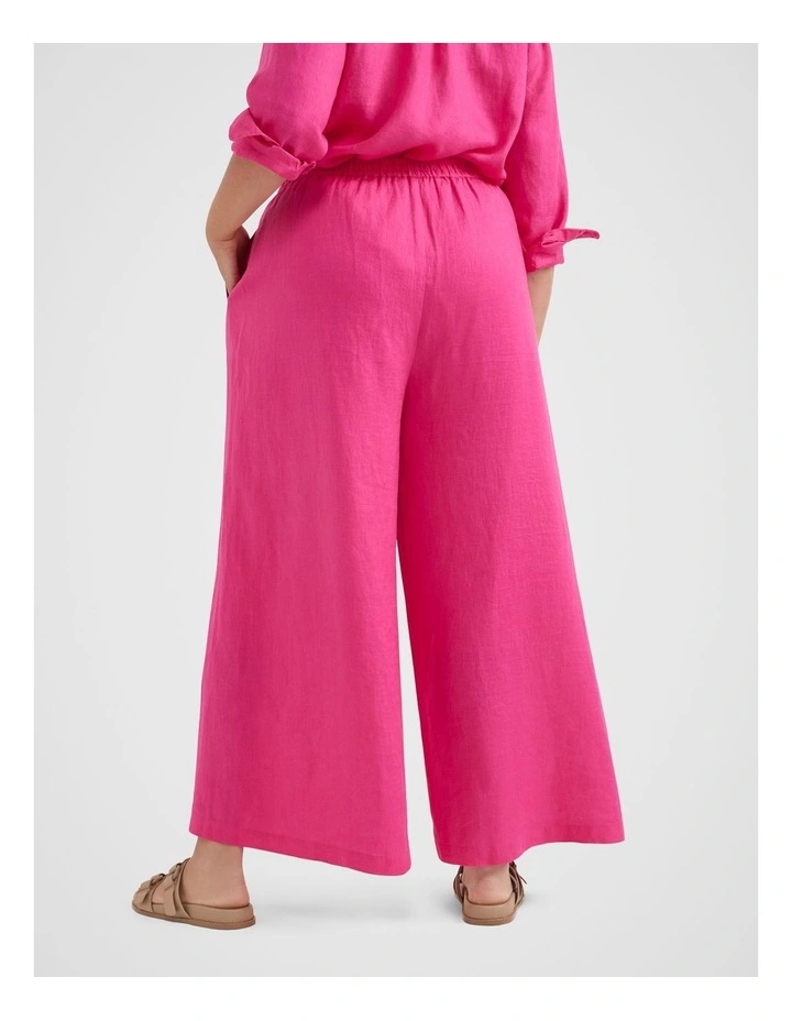 The Lightweight Linen Palazzo Pant in Hot Pink image 4