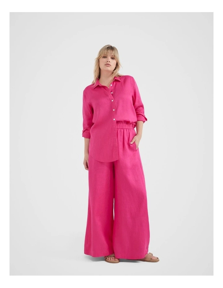 The Lightweight Linen Palazzo Pant in Hot Pink image 5