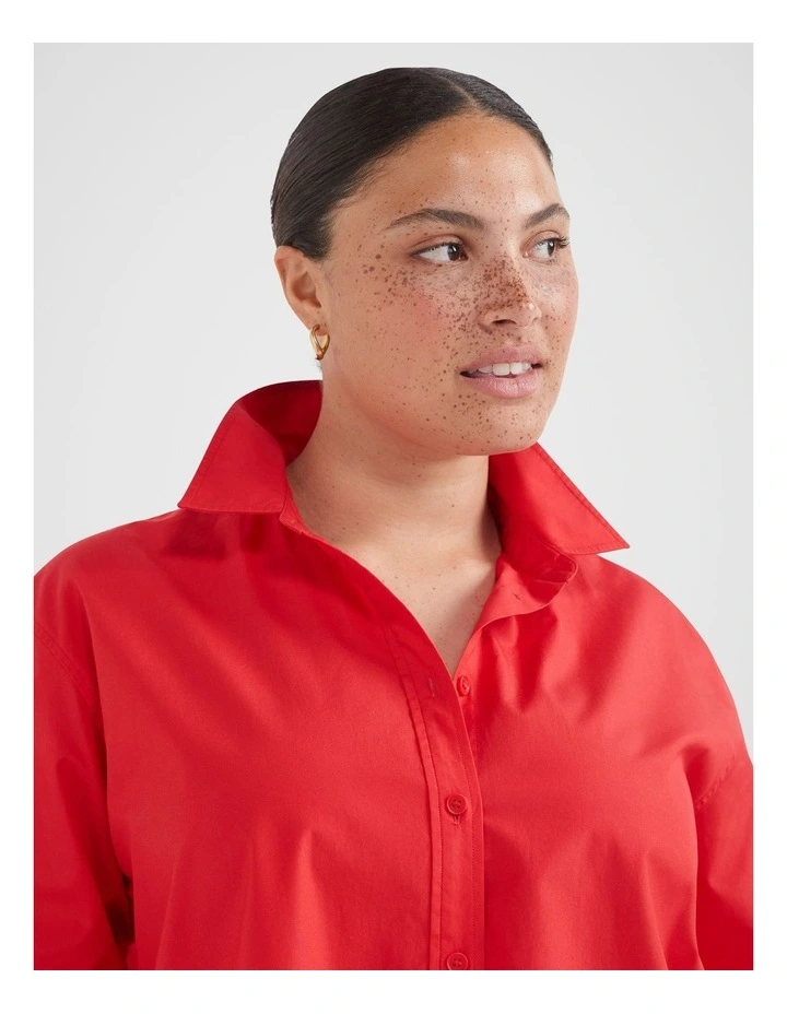 The Relaxed Cotton Poplin Shirt in Poppy image 1