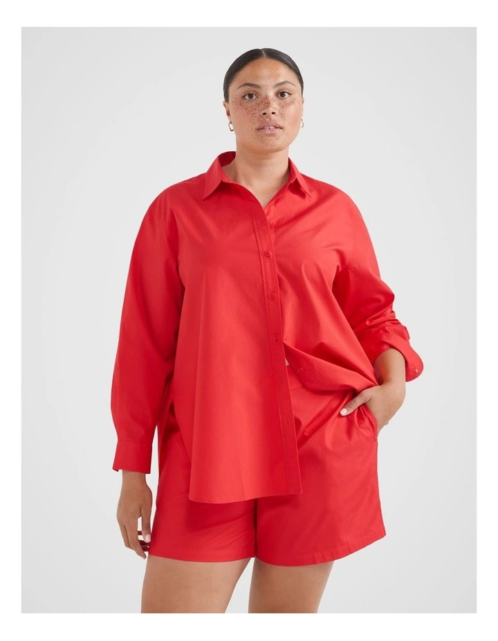 The Relaxed Cotton Poplin Shirt in Poppy image 2