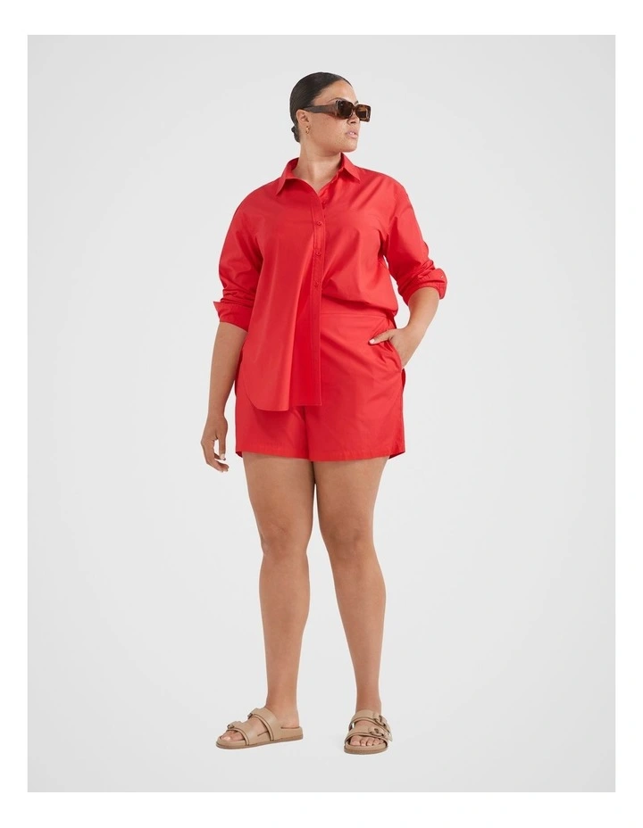 The Relaxed Cotton Poplin Shirt in Poppy image 3