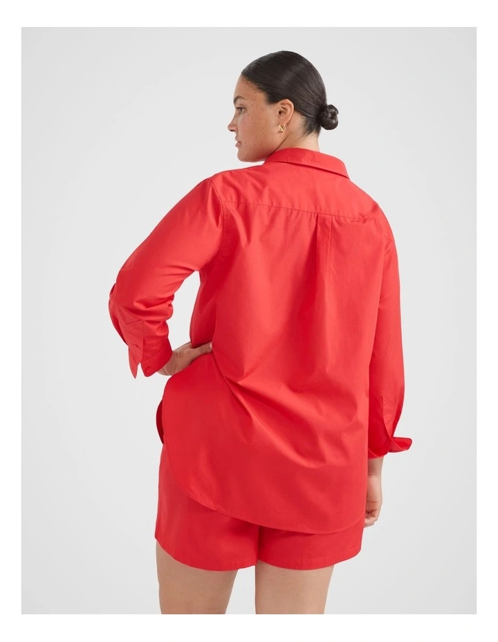 The Relaxed Cotton Poplin Shirt in Poppy image 4