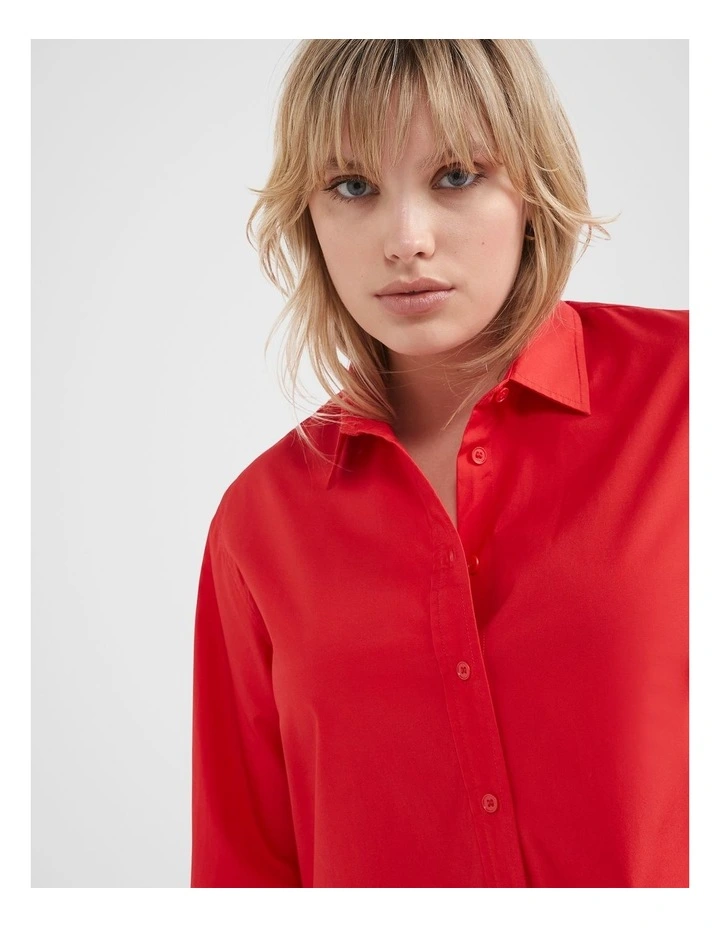 The Relaxed Cotton Poplin Shirt in Poppy image 6