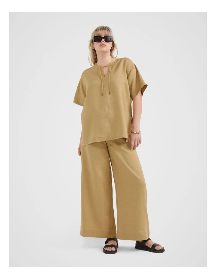 The Flat Front Linen Pant in Sahara image 5