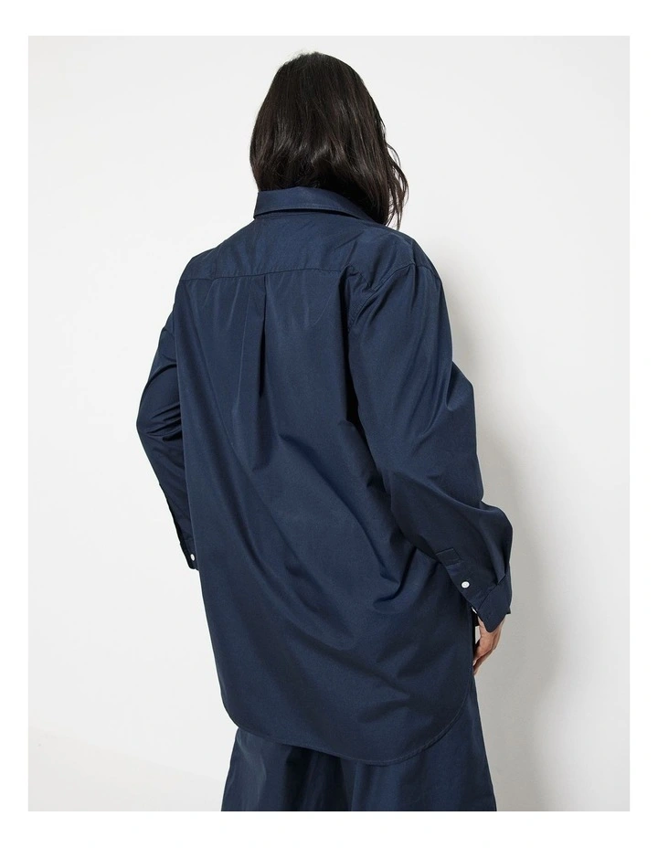 Commonry The Cotton Curved Hem Shirt In French Navy MYER