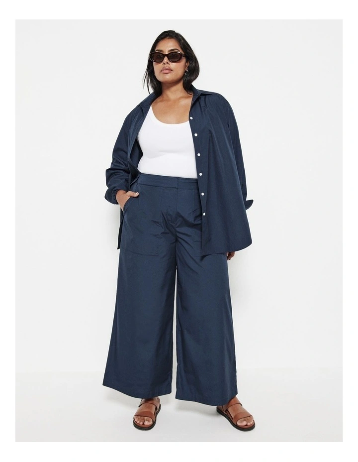 Commonry The Cotton Curved Hem Shirt In French Navy MYER