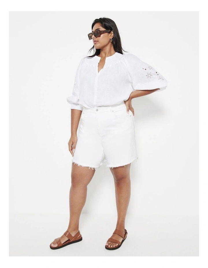 The Broderie Linen Top in White image 4