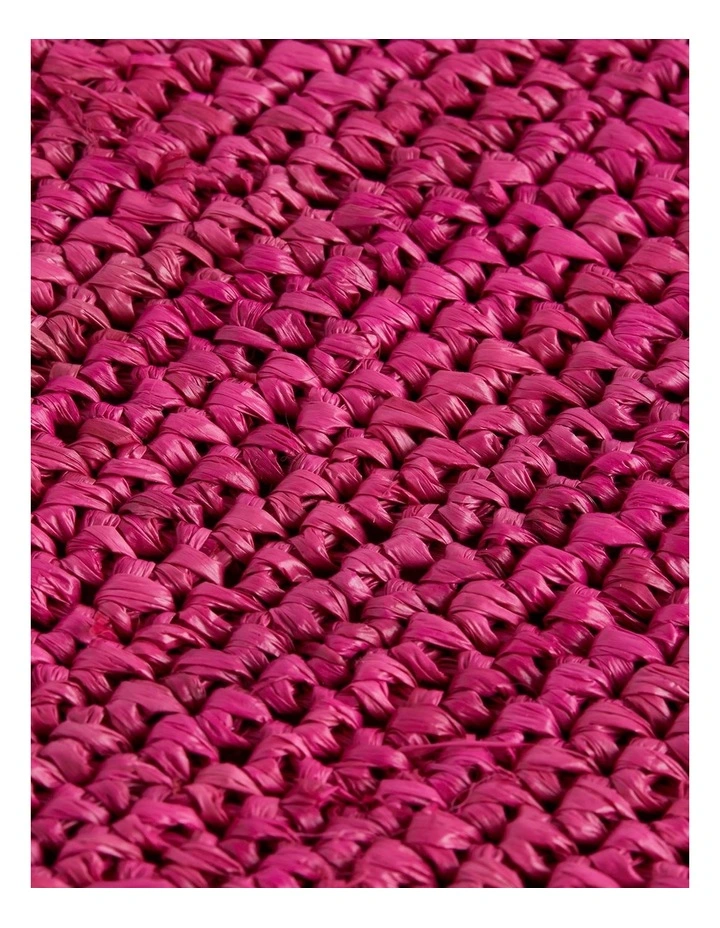 The Porto Raffia Clutch in Hot Pink image 4