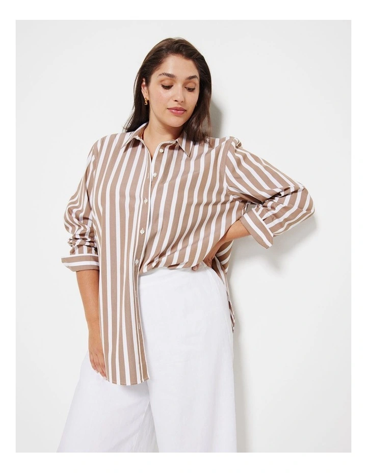 The Standard Poplin Shirt in Mocha Stripe image 2