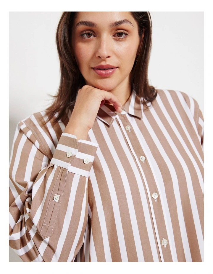The Standard Poplin Shirt in Mocha Stripe image 3