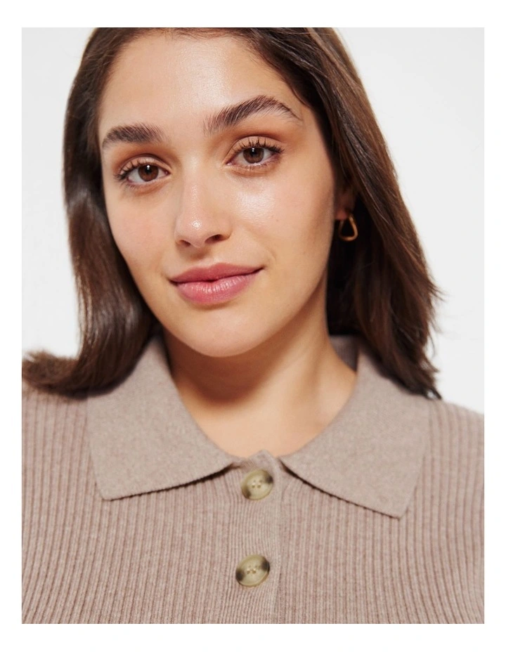 The Polo Knit Jumper in Mocha image 2