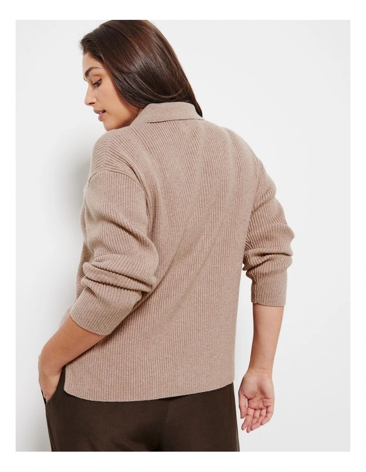 The Polo Knit Jumper in Mocha image 3