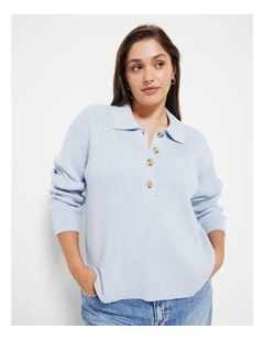 The Polo Knit Jumper in Smokey Blue