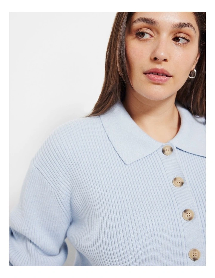 The Polo Knit Jumper in Smokey Blue image 2