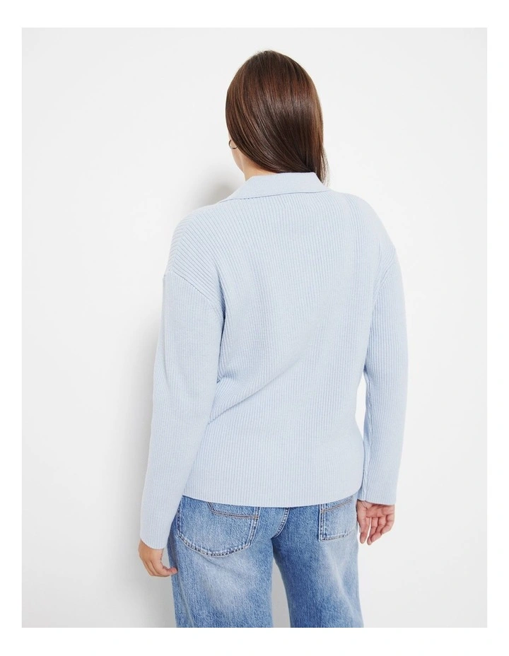 The Polo Knit Jumper in Smokey Blue image 3