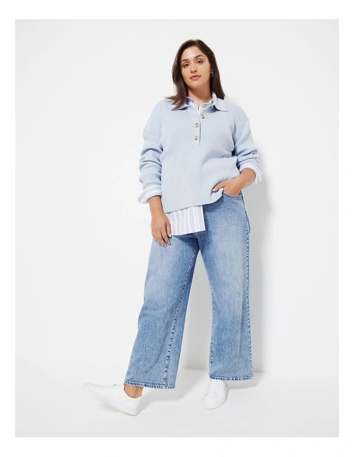 The Polo Knit Jumper in Smokey Blue image 4