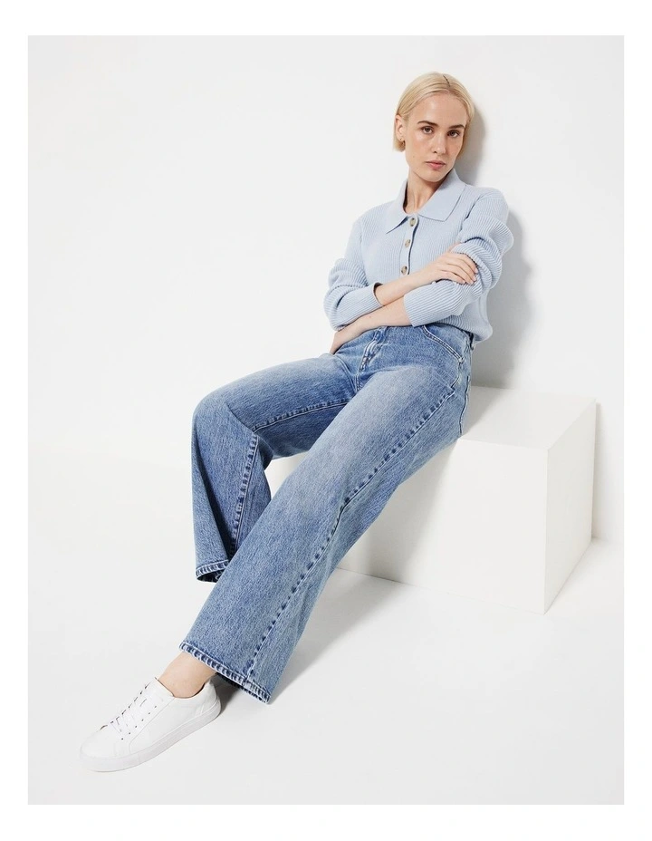 The Polo Knit Jumper in Smokey Blue image 5