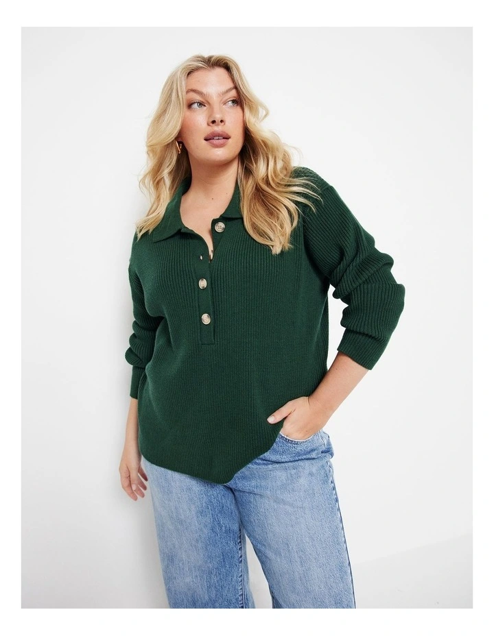 The Polo Knit in Dark Green image 1