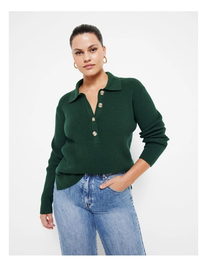 The Polo Knit in Dark Green image 5