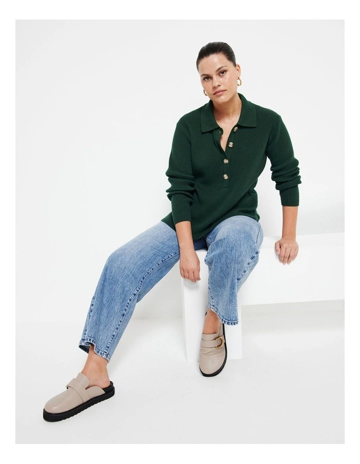 The Polo Knit in Dark Green image 6