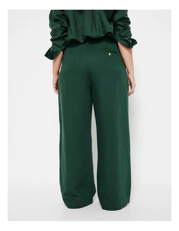 The Soft Twill Wide Leg Trouser in Dark Green image 3