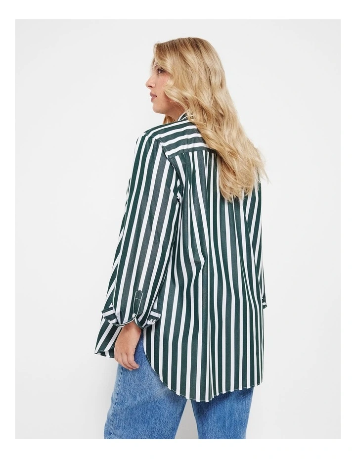 The Common Standard Poplin Stripe Shirt in Dark Green image 2