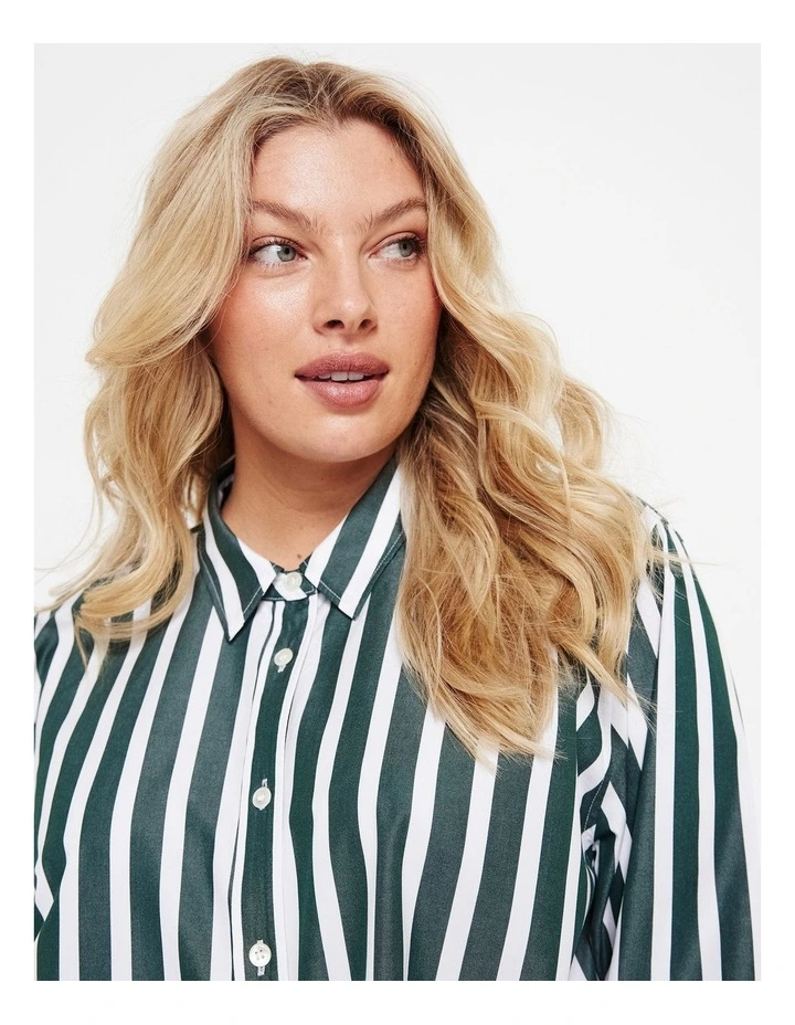 The Common Standard Poplin Stripe Shirt in Dark Green image 3