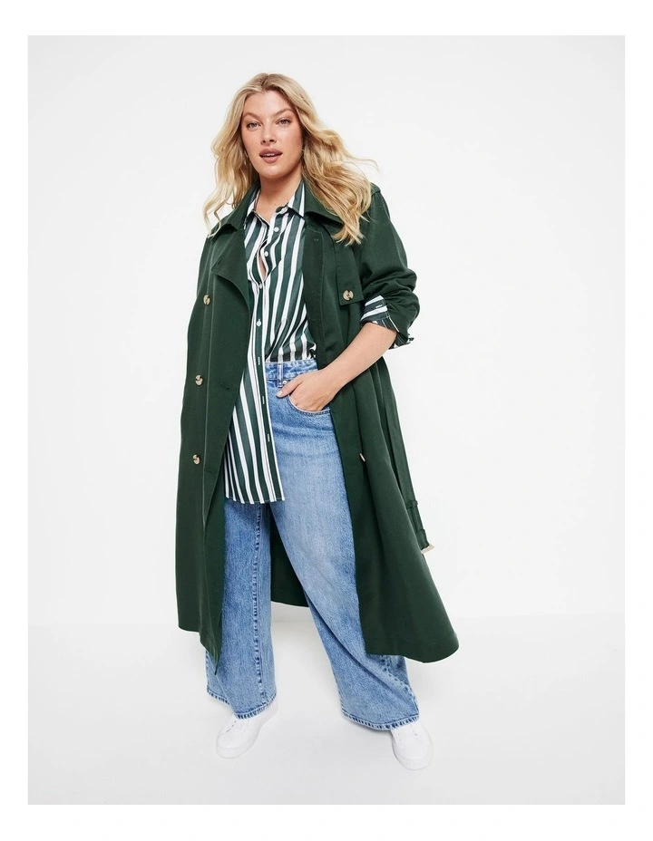 The Common Standard Poplin Stripe Shirt in Dark Green image 4