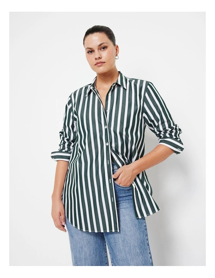 The Common Standard Poplin Stripe Shirt in Dark Green image 5