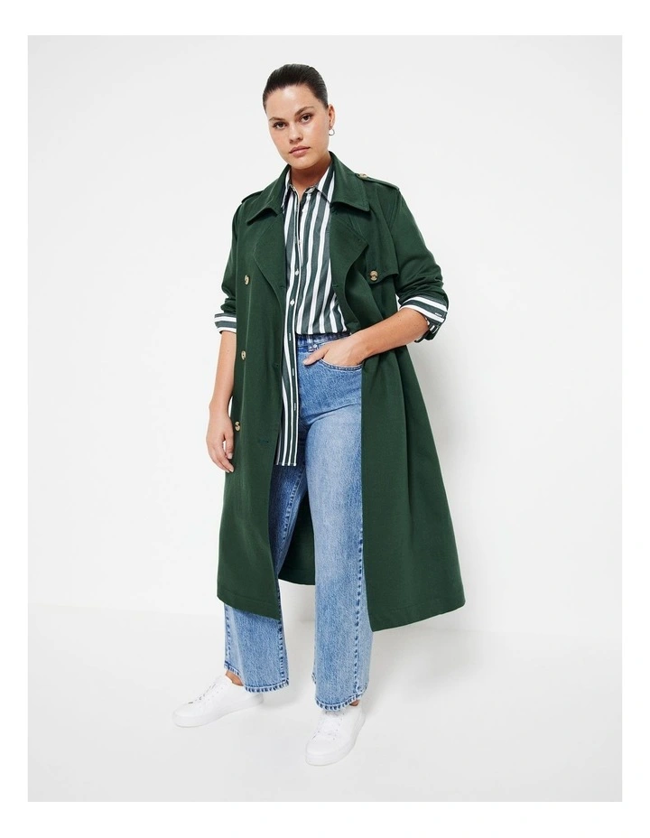The Common Standard Poplin Stripe Shirt in Dark Green image 6